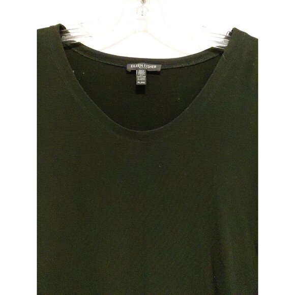 Eileen Fisher Tunic Top Asymmetrical Hem Long Sleeves Petite Large Black - Picture 2 of 7